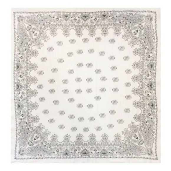 White Paisley Handkerchief Chiffon Hair Scarf Tie - Picture 6 of 7